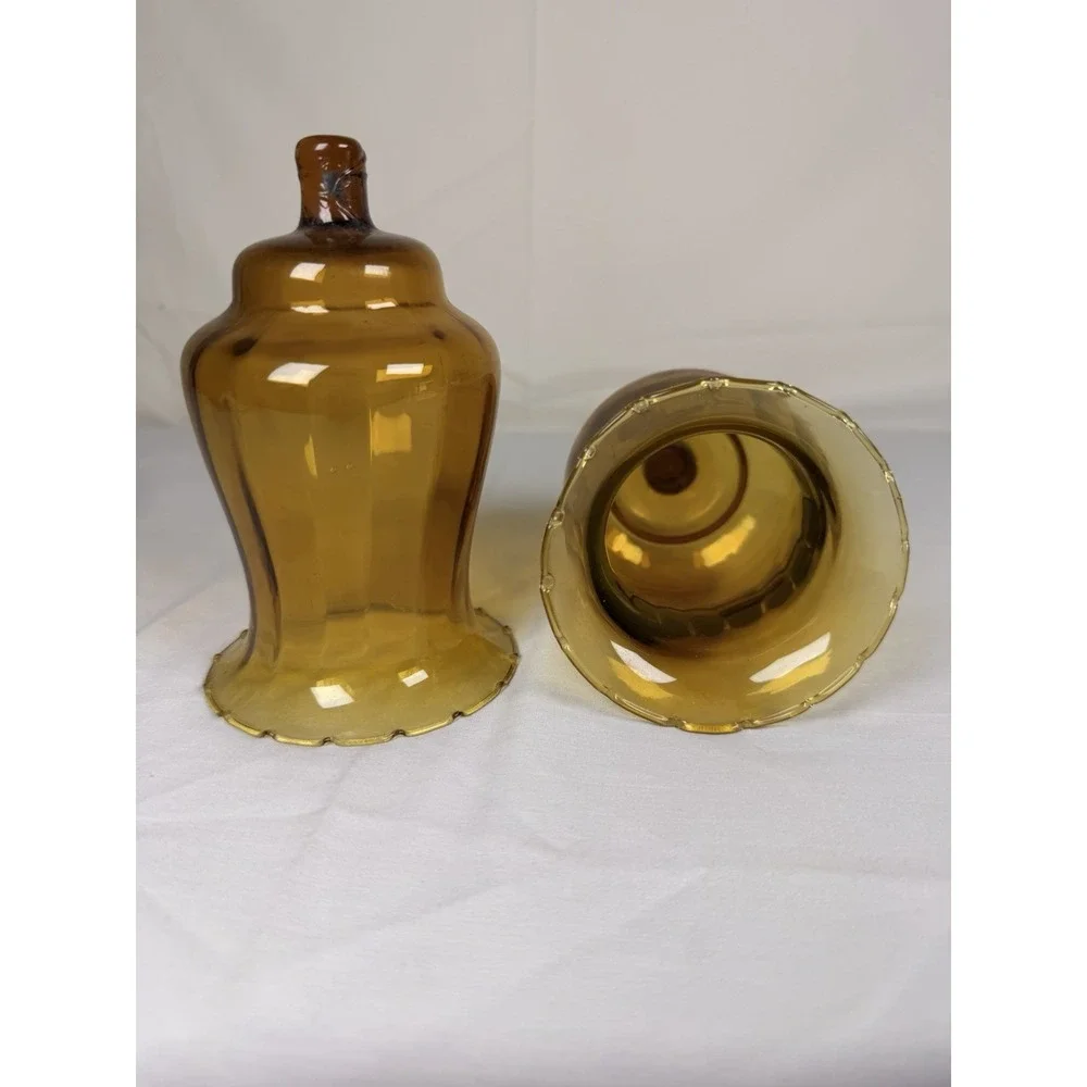 Vintage Amber Glass Lamp Shades Set Of 2 Mid Century Light Fixture Covers